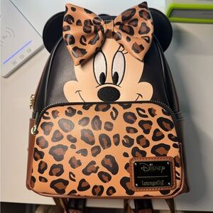 LOUNGEFLY MINNIE MOUSE LEOPARD BACKPACK